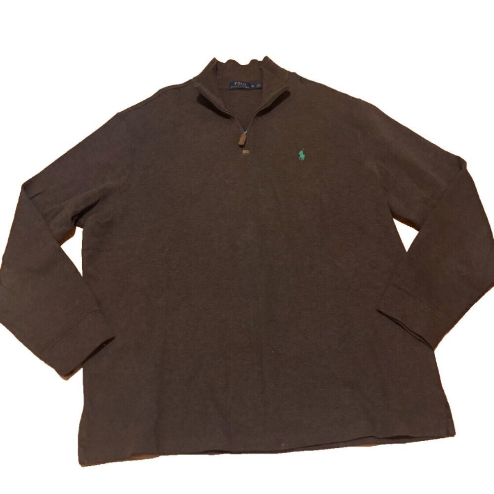 Polo Ralph Lauren Brown 1/4 Zip Pullover Long Sleeve Sweatshirt Mens Size XL
